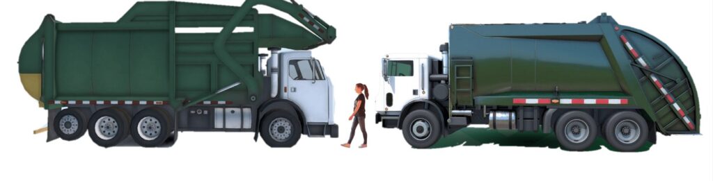 Two types of garbage trucks
